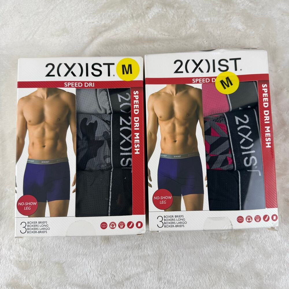 2xist Speed Dri Boxer Briefs Underwear Men's Size Medium 2 Packs of 3